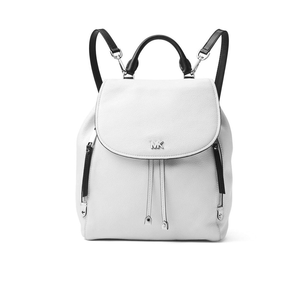 Michael Kors EVIE Optic White & Black Medium Backpack Leather